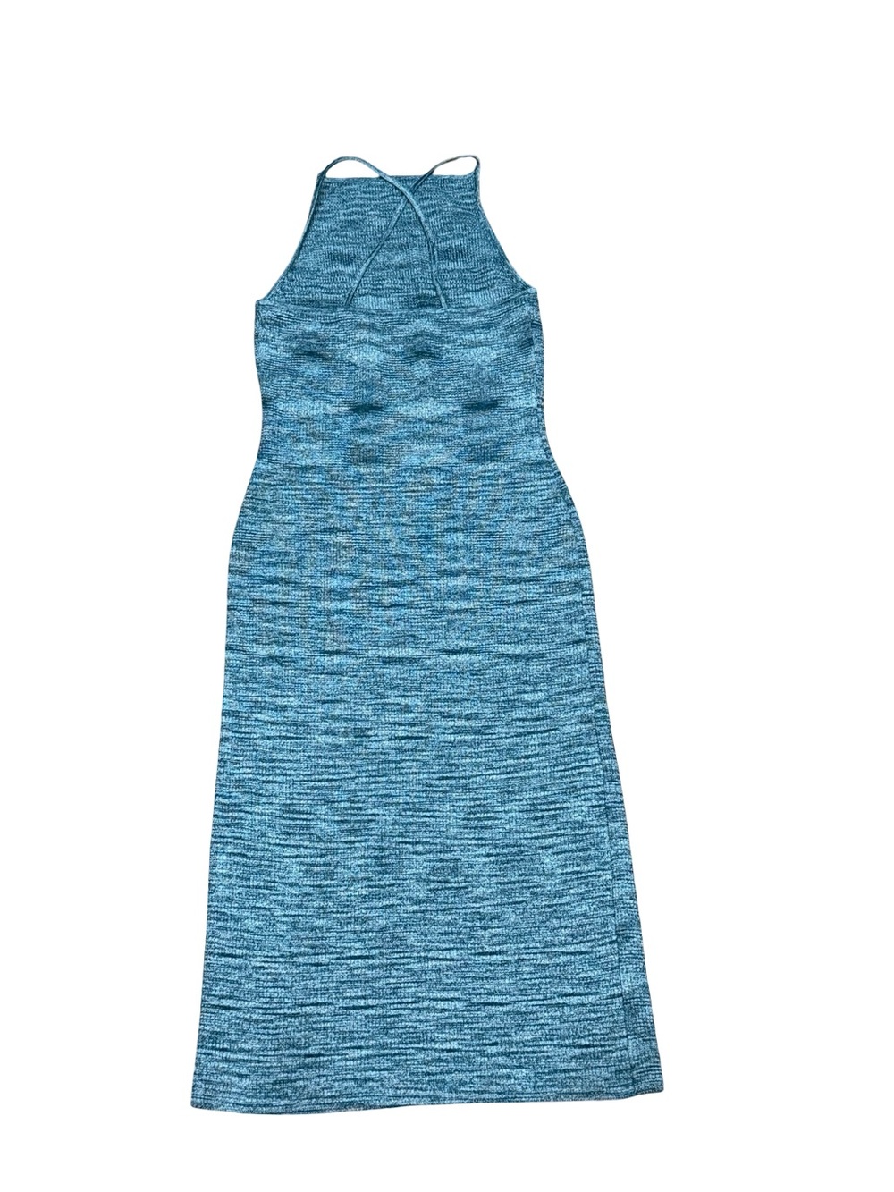 ✨ Banana Republic Sea Teal Space Dye Midi Sweater Dress Strappy Back Tank Size S - Picture 11 of 14